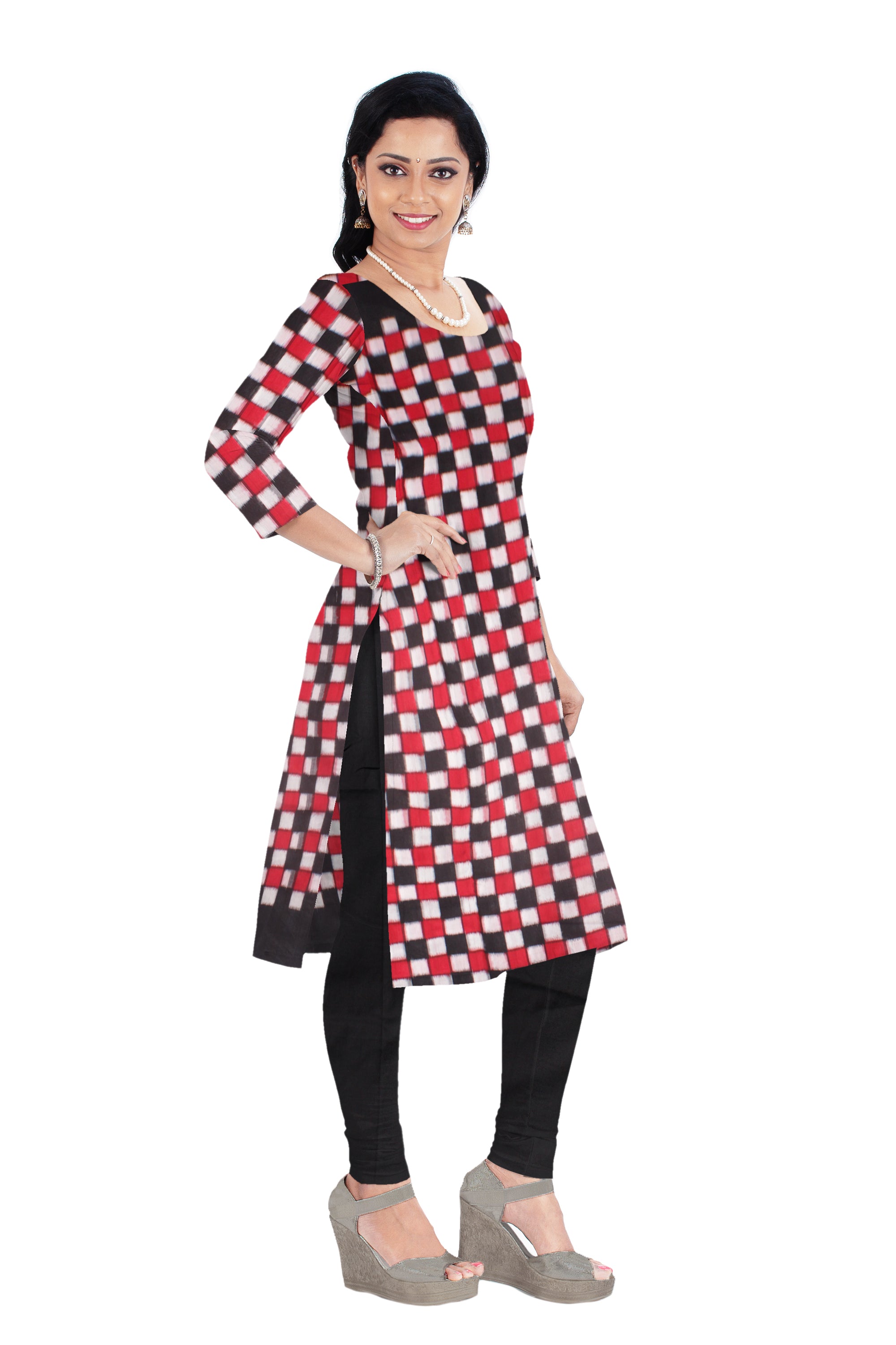 Bisesh Creation Red Black Checkered Printed Linen Kurti For Women - Buy  Bisesh Creation Red Black Checkered Printed Linen Kurti For Women at Best  Price in SYBazzar